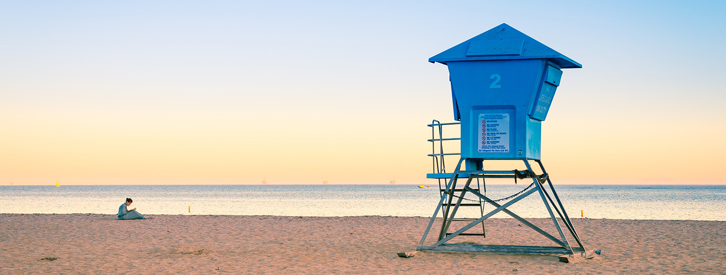 lifeguard tower at beach in evening